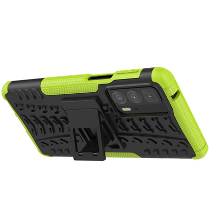 For Motorola Edge 20 Pro Tire Texture Shockproof TPU+PC Protective Case with Holder(Green) - Motorola Cases by buy2fix | Online Shopping UK | buy2fix