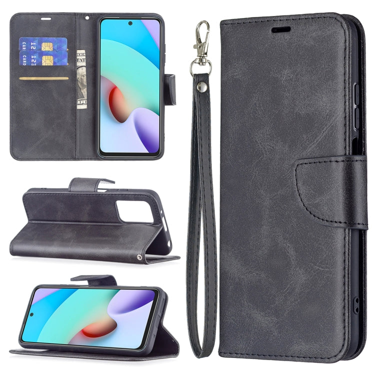 For Xiaomi Redmi 10 Retro Lambskin Texture Pure Color Horizontal Flip PU Leather Case with Holder & Card Slots & Wallet & Lanyard(Black) - Xiaomi Cases by buy2fix | Online Shopping UK | buy2fix