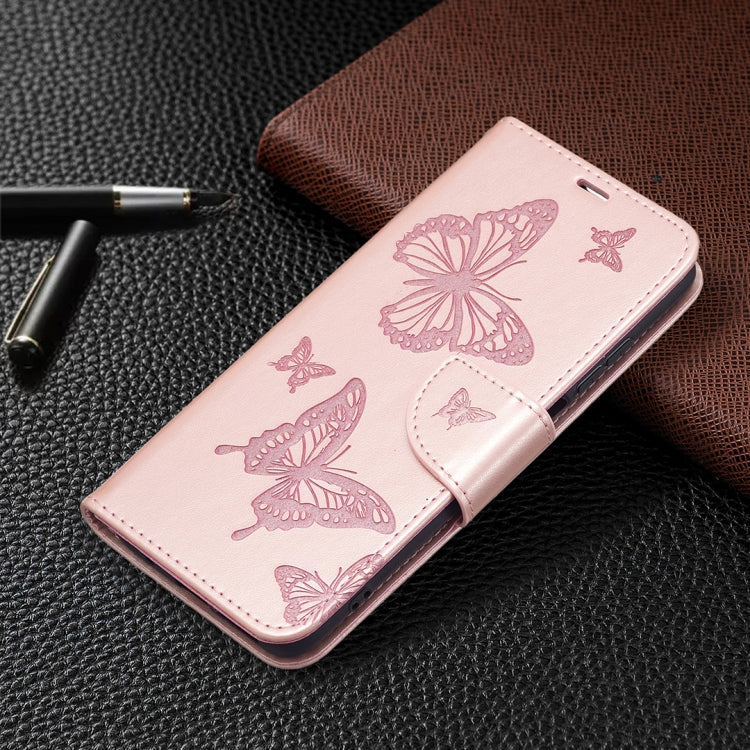 For Xiaomi Redmi 10 Two Butterflies Embossing Pattern Horizontal Flip Leather Case with Holder & Card Slot & Wallet & Lanyard(Gold) - Xiaomi Cases by buy2fix | Online Shopping UK | buy2fix