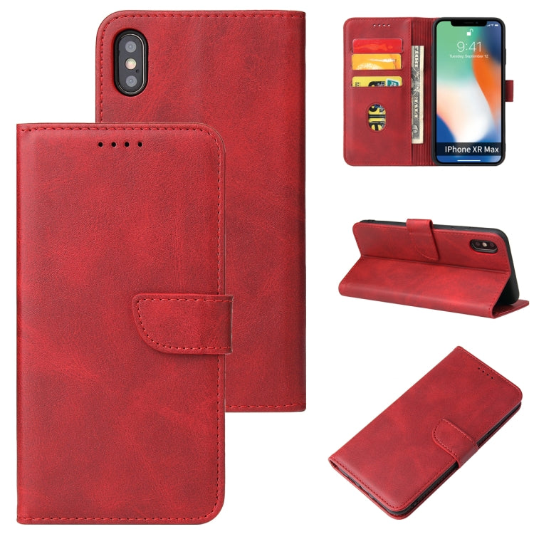 For iPhone X / XS Calf Texture Buckle Horizontal Flip Leather Case with Holder & Card Slots & Wallet(Red) - More iPhone Cases by buy2fix | Online Shopping UK | buy2fix