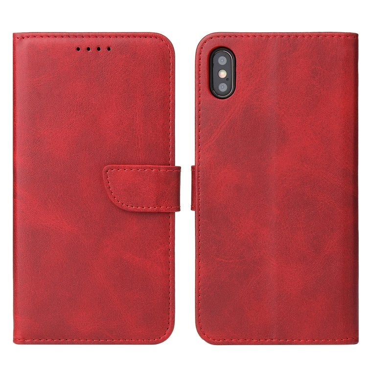 For iPhone X / XS Calf Texture Buckle Horizontal Flip Leather Case with Holder & Card Slots & Wallet(Red) - More iPhone Cases by buy2fix | Online Shopping UK | buy2fix