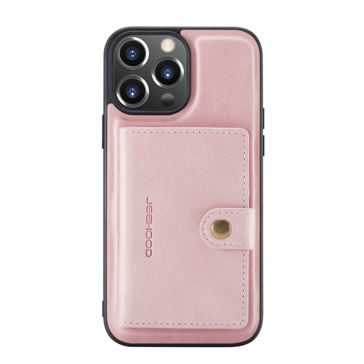 For iPhone 13 Pro JEEHOOD Retro Magnetic Detachable Protective Case with Wallet & Card Slot & Holder (Pink) - iPhone 13 Pro Cases by JEEHOOD | Online Shopping UK | buy2fix