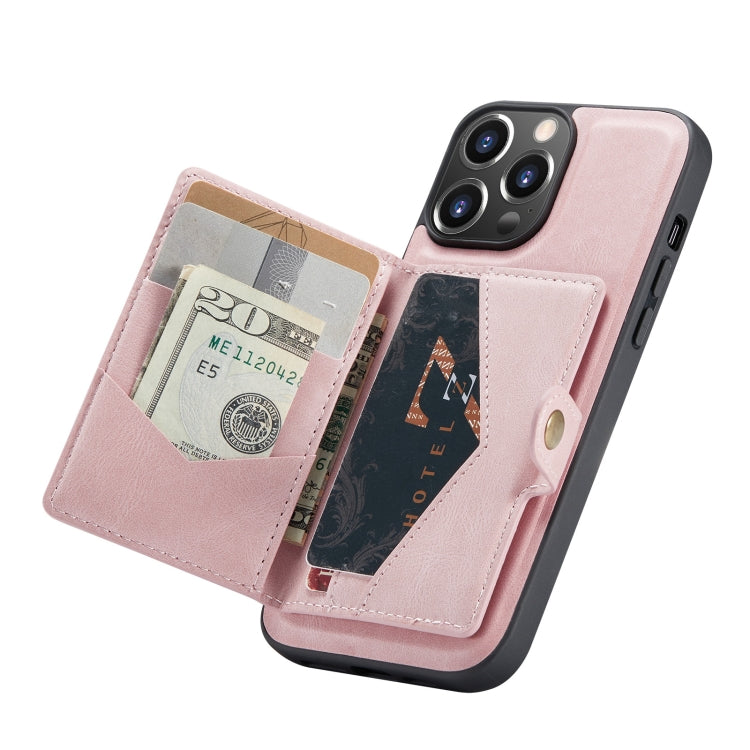 For iPhone 13 Pro JEEHOOD Retro Magnetic Detachable Protective Case with Wallet & Card Slot & Holder (Pink) - iPhone 13 Pro Cases by JEEHOOD | Online Shopping UK | buy2fix