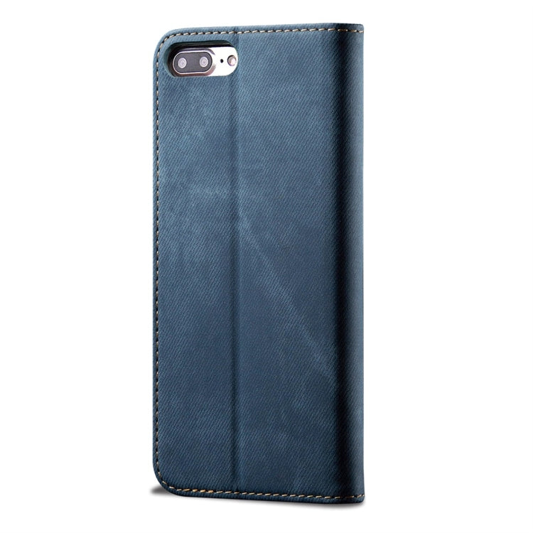 For iPhone 7 Plus / 8 Plus Denim Texture Casual Style Horizontal Flip Leather Case with Holder & Card Slots & Wallet(Blue) - More iPhone Cases by buy2fix | Online Shopping UK | buy2fix