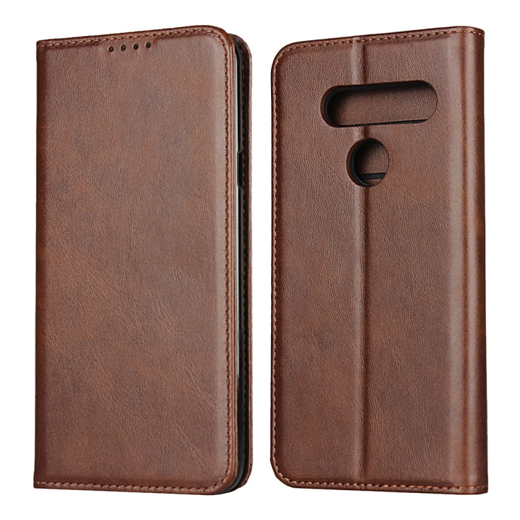For LG V40 ThinQ Calf Texture Magnetic Horizontal Flip Leather Case with Holder & Card Slots & Wallet(Brown) - LG by buy2fix | Online Shopping UK | buy2fix