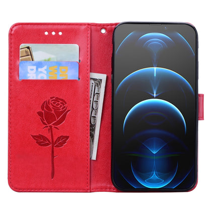 For iPhone 13 Pro Rose Embossed Horizontal Flip PU Leather Case with Holder & Card Slots & Wallet (Red) - iPhone 13 Pro Cases by buy2fix | Online Shopping UK | buy2fix