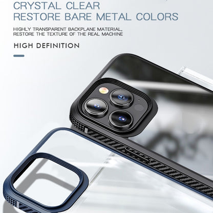 For iPhone 13 MG Series Carbon Fiber TPU + Clear PC Four-corner Airbag Shockproof Case(Black) - iPhone 13 Cases by buy2fix | Online Shopping UK | buy2fix