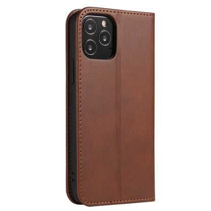 For iPhone 12 / 12 Pro Calf Texture Magnetic Horizontal Flip Leather Case with Holder & Card Slots & Wallet(Brown) - iPhone 12 / 12 Pro Cases by buy2fix | Online Shopping UK | buy2fix