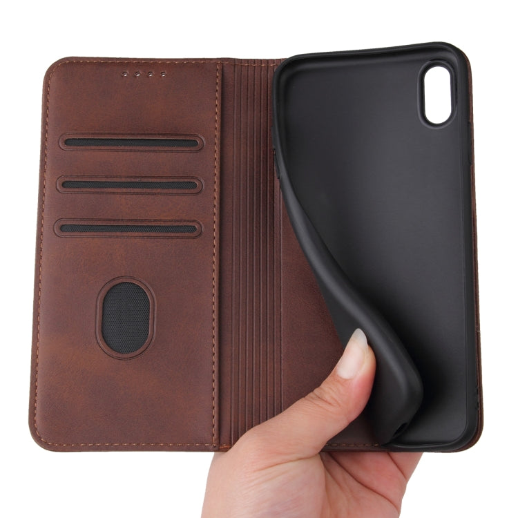 For iPhone X / XS Calf Texture Magnetic Horizontal Flip Leather Case with Holder & Card Slots & Wallet(Brown) - More iPhone Cases by buy2fix | Online Shopping UK | buy2fix