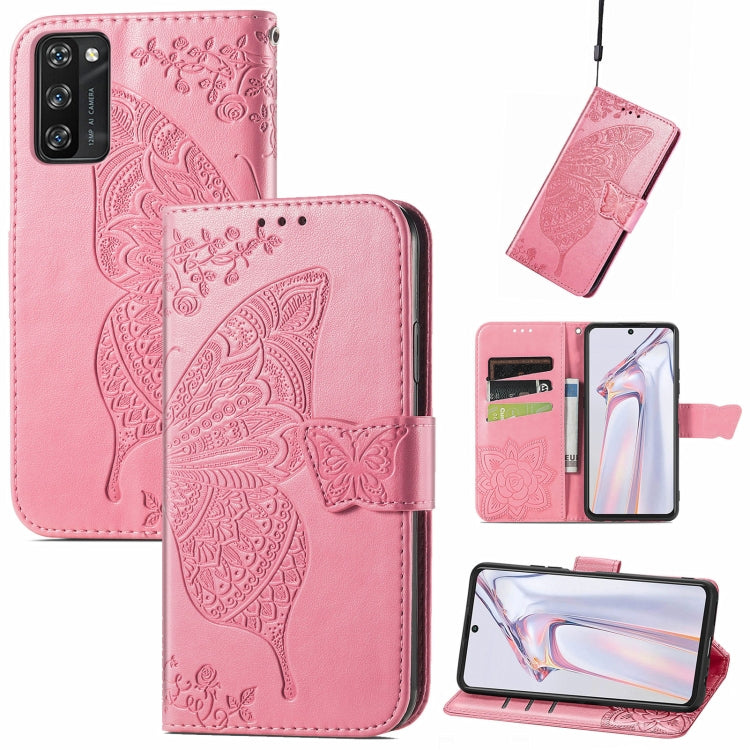 For Blackview A100 Butterfly Love Flower Embossed Horizontal Flip Leather Case with Holder & Card Slots & Wallet & Lanyard(Pink) - More Brand by buy2fix | Online Shopping UK | buy2fix