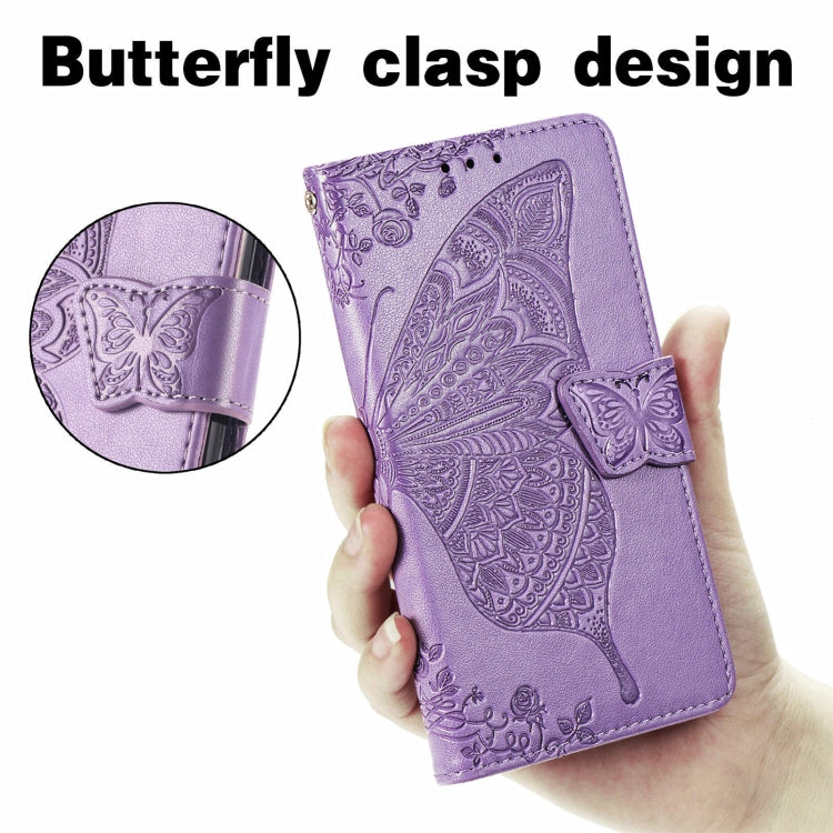 For Motorola Moto Edge 20 Lite Butterfly Love Flower Embossed Horizontal Flip Leather Case with Holder & Card Slots & Wallet & Lanyard(Light Purple) - Motorola Cases by buy2fix | Online Shopping UK | buy2fix