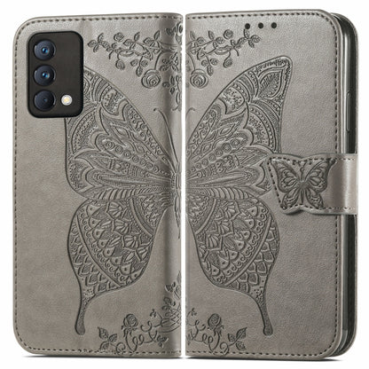 For OPPO Realme GT Master Butterfly Love Flower Embossed Horizontal Flip Leather Case with Holder & Card Slots & Wallet & Lanyard(Gray) - Realme Cases by buy2fix | Online Shopping UK | buy2fix