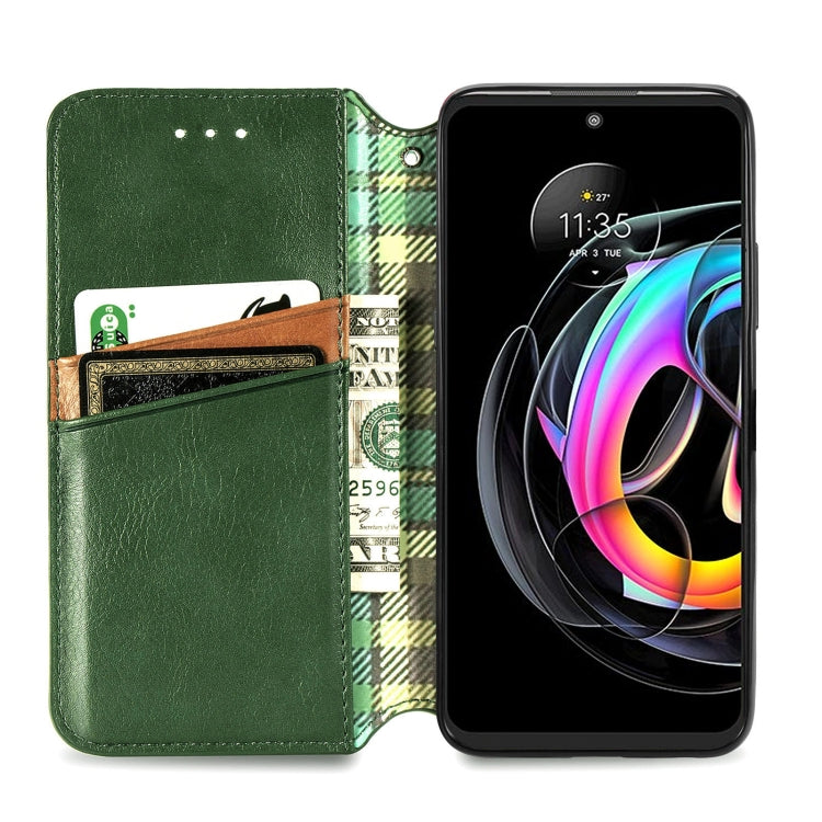 For Motorola Edge 20 Lite Cubic Grid Pressed Horizontal Flip Magnetic PU Leather Case with Holder & Card Slots & Wallet(Green) - Motorola Cases by buy2fix | Online Shopping UK | buy2fix