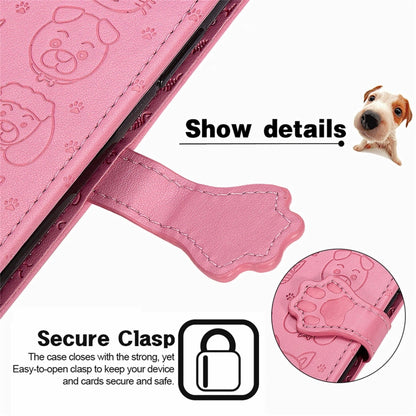 For Blackview A100 Lovely Cat and Dog Embossing Pattern Horizontal Flip Leather Case , with Holder & Card Slots & Wallet & Cartoon Clasp & Lanyard(Pink) - More Brand by buy2fix | Online Shopping UK | buy2fix