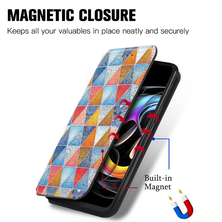 For Motorola Edge 20 Lite Colorful Magnetic Horizontal Flip PU Leather Case with Holder & Card Slot & Wallet(Rhombus Mandala) - Motorola Cases by buy2fix | Online Shopping UK | buy2fix