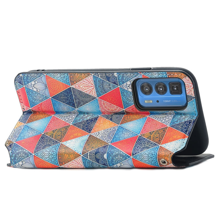 For Motorola Edge 20 Pro Colorful Magnetic Horizontal Flip PU Leather Case with Holder & Card Slot & Wallet(Rhombus) - Motorola Cases by buy2fix | Online Shopping UK | buy2fix