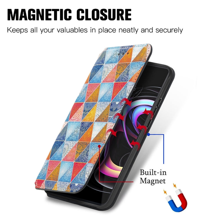 For Motorola Edge 20 Pro Colorful Magnetic Horizontal Flip PU Leather Case with Holder & Card Slot & Wallet(Rhombus) - Motorola Cases by buy2fix | Online Shopping UK | buy2fix