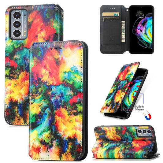 For Motorola Edge 20 Colorful Magnetic Horizontal Flip PU Leather Case with Holder & Card Slot & Wallet(Colorful Cloud) - Motorola Cases by buy2fix | Online Shopping UK | buy2fix