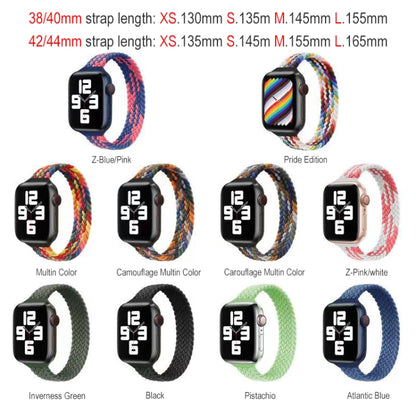 Small Waist Single Loop Nylon Braid Watch Band For Apple Watch Ultra 49mm&Watch Ultra 2 49mm / Series 9&8&7 45mm / SE 3&SE 2&6&SE&5&4 44mm / 3&2&1 42mm, Szie: XS 135mm(Cowboy Colorful) - Watch Bands by buy2fix | Online Shopping UK | buy2fix