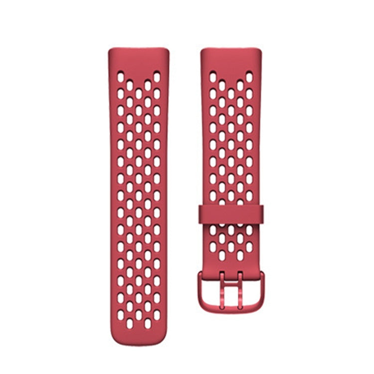 For Fitbit Charge 5 Silicone Hole Watch Band(Dark Red) - Watch Bands by buy2fix | Online Shopping UK | buy2fix