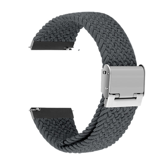 22mm Universal Metal Buckle Nylon Braided Watch Band(Gray) - 22mm Bands by buy2fix | Online Shopping UK | buy2fix