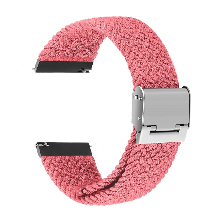 22mm Universal Metal Buckle Nylon Braided Watch Band(Pink) - 22mm Bands by buy2fix | Online Shopping UK | buy2fix