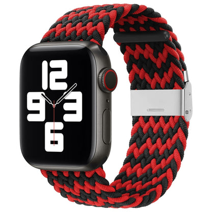 Nylon Braid One Buckle Watch Band For Apple Watch Series 9&8&7 41mm / SE 3&SE 2&6&SE&5&4 40mm / 3&2&1 38mm(W Black Red) - Watch Bands by buy2fix | Online Shopping UK | buy2fix