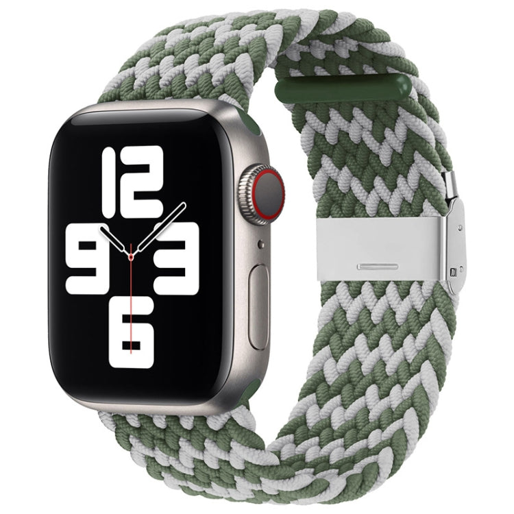 Nylon Braid One Buckle Watch Band For Apple Watch Series 9&8&7 41mm / SE 3&SE 2&6&SE&5&4 40mm / 3&2&1 38mm(W Green Grey) - Watch Bands by buy2fix | Online Shopping UK | buy2fix