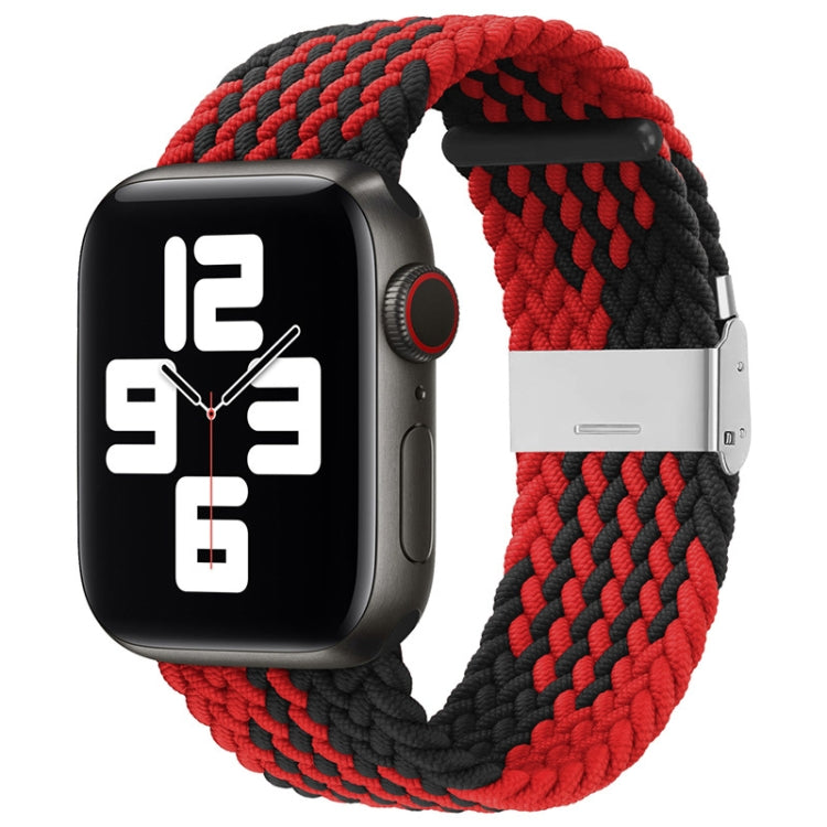 Nylon Braid One Buckle Watch Band For Apple Watch Ultra 49mm&Watch Ultra 2 49mm / Series 9&8&7 45mm / SE 3&SE 2&6&SE&5&4 44mm / 3&2&1 42mm(Z Black Red) - Watch Bands by buy2fix | Online Shopping UK | buy2fix