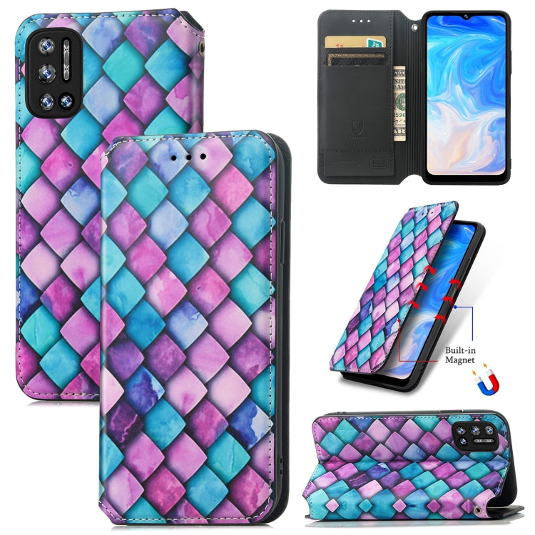 For Doogee N40 Pro CaseNeo Colorful Magnetic Leather Case with Holder & Card Slot & Wallet(Purple Scales) - More Brand by buy2fix | Online Shopping UK | buy2fix