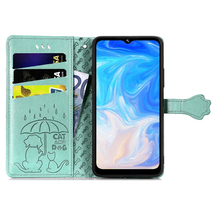 For Doogee N40 Pro Cat and Dog Embossed Horizontal Flip Phone Leather Case with Holder & Card Slot & Wallet & Lanyard(Green) - More Brand by buy2fix | Online Shopping UK | buy2fix