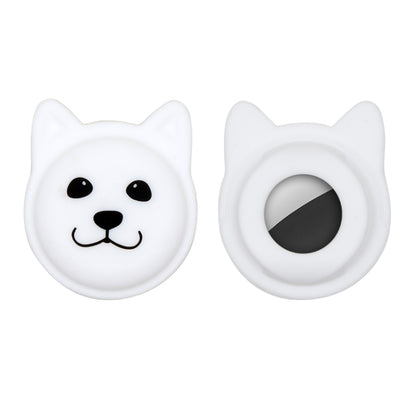 Serious Face Cute Cartoon Pet Collar Anti-lost Tracker Silicone Case For AirTag(White) - Pet Series by Mutural | Online Shopping UK | buy2fix