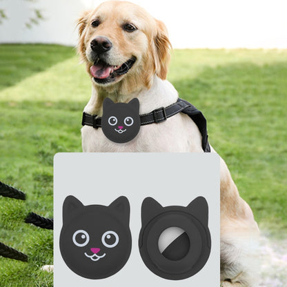 Serious Face Cute Cartoon Pet Collar Anti-lost Tracker Silicone Case For AirTag(Dark Green) - Pet Series by Mutural | Online Shopping UK | buy2fix