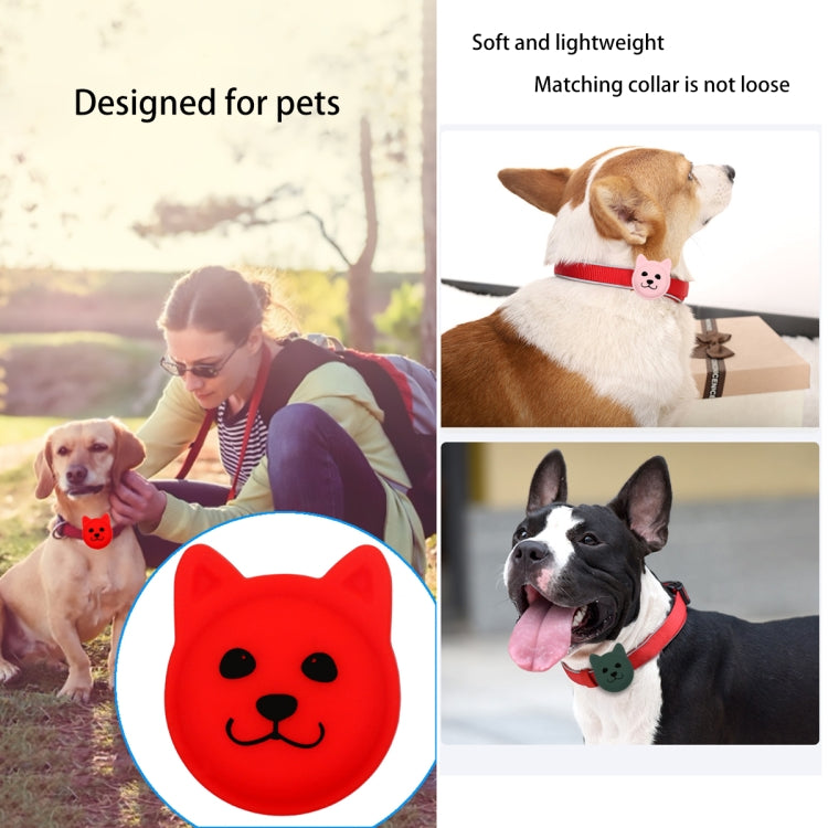 Hanhan Smiley Cute Cartoon Pet Collar Anti-lost Tracker Silicone Case For AirTag(Fluorescent Green) - Pet Series by Mutural | Online Shopping UK | buy2fix