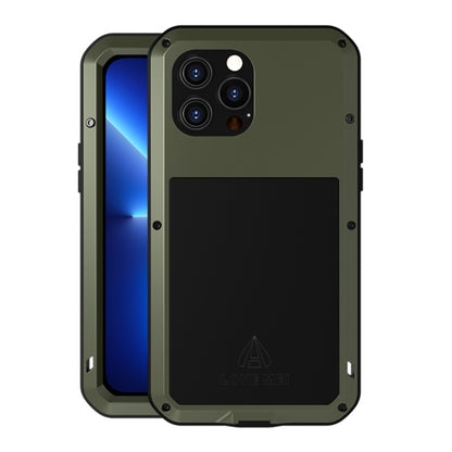 For iPhone 13 Pro Max LOVE MEI Metal Shockproof Life Waterproof Dustproof Protective Phone Case (Army Green) - iPhone 13 Pro Max Cases by LOVE MEI | Online Shopping UK | buy2fix