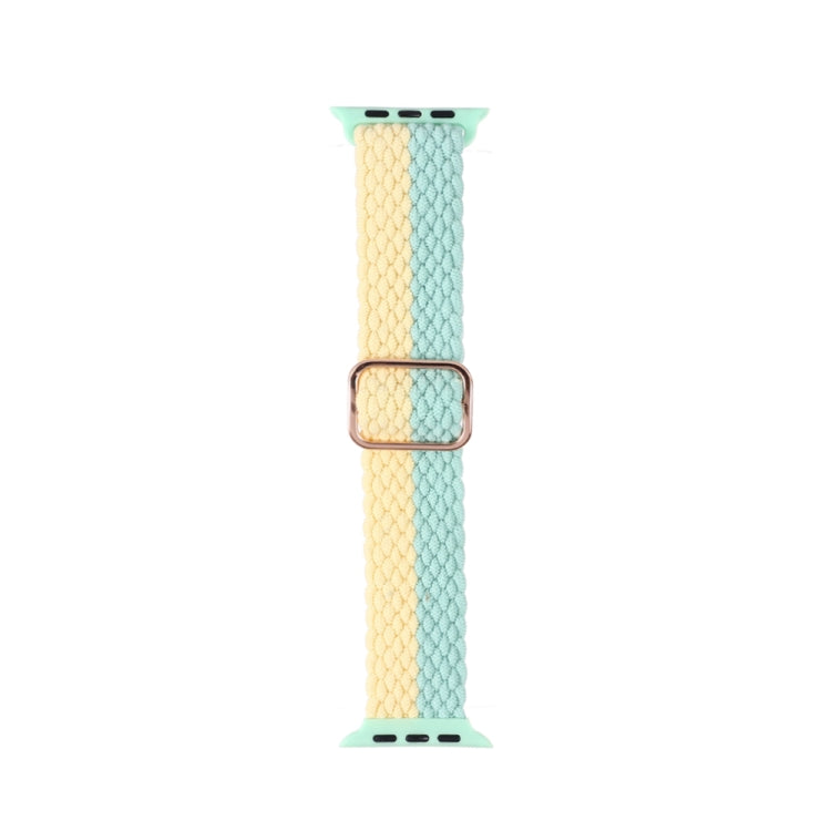 Adjustable Striped Woven Nylon Strap Watch Band For Apple Watch Ultra 49mm&Watch Ultra 2 49mm / Series 9&8&7 45mm / SE 3&SE 2&6&SE&5&4 44mm / 3&2&1 42mm(Pink Green) - Watch Bands by buy2fix | Online Shopping UK | buy2fix