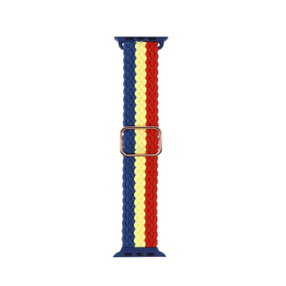 Adjustable Striped Woven Nylon Strap Watch Band For Apple Watch Ultra 49mm&Watch Ultra 2 49mm / Series 9&8&7 45mm / SE 3&SE 2&6&SE&5&4 44mm / 3&2&1 42mm(Blue Yellow Red) - Watch Bands by buy2fix | Online Shopping UK | buy2fix