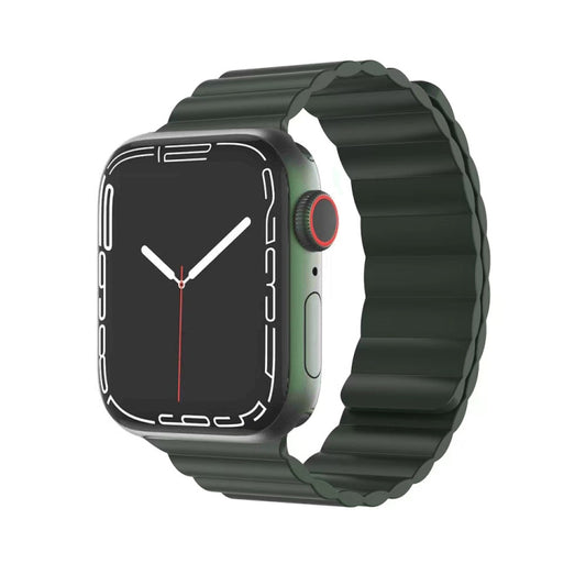 Mutural Liquid Silicone Magnetic Strap Watch Band For Apple Watch Series 9&8&7 41mm / SE 3&SE 2&6&SE&5&4 40mm / 3&2&1 38mm(Green) - Watch Bands by Mutural | Online Shopping UK | buy2fix