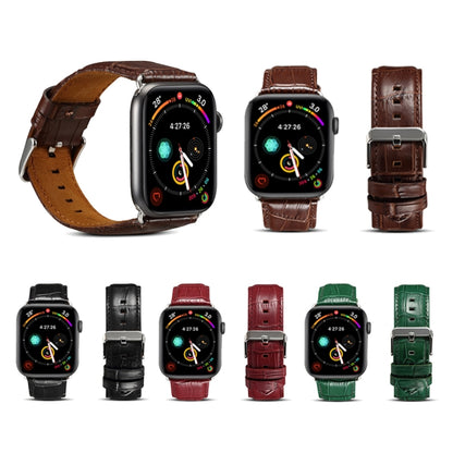 For Apple Watch Ultra 49mm&Watch Ultra 2 49mm / Series 9&8&7 45mm / SE 3&SE 2&6&SE&5&4 44mm / 3&2&1 42mm Cowhide Crocodile Texture Strap Watch Band(Coffee) - Watch Bands by buy2fix | Online Shopping UK | buy2fix