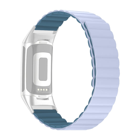 For Fitbit Charge 5 Silicone Magnetic Watch Band(Peacock Blue) - Watch Bands by buy2fix | Online Shopping UK | buy2fix