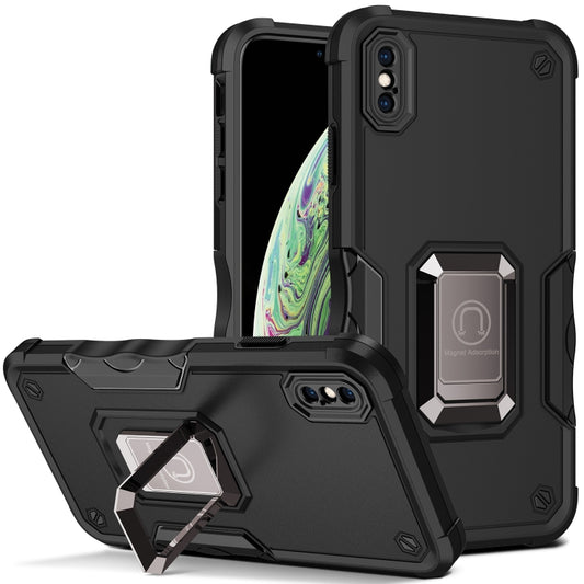 For iPhone XS Max Ring Holder Non-slip Armor Phone Case(Black) - More iPhone Cases by buy2fix | Online Shopping UK | buy2fix