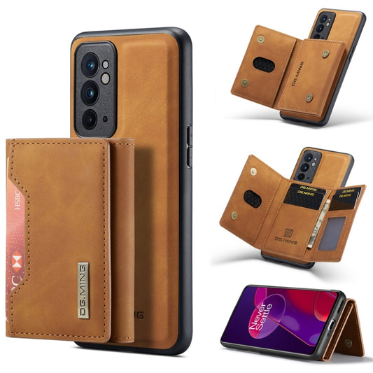 For OnePlus 9RT 5G DG.MING M2 Series 3-Fold Multi Card Bag Back Cover Leather Phone Case(Brown) - OnePlus Cases by DG.MING | Online Shopping UK | buy2fix