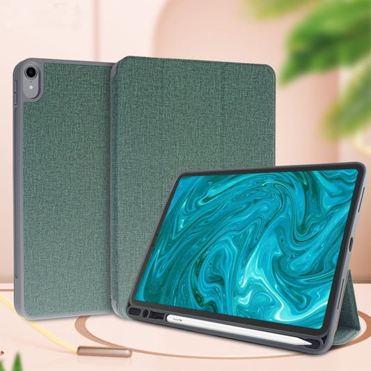 For  iPad 9.7 Mutural Exquisite Series Cloth Texture PU+TPU Leather Case with 3-Fold Holder & Pen Slot & Sleep & Wake-up Function(Green) - iPad Pro 9.7 inch Cases by Mutural | Online Shopping UK | buy2fix