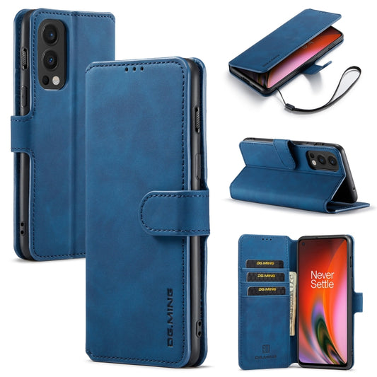 For OnePlus Nord 2 DG.MING Retro Oil Side Horizontal Flip Leather Case with Holder & Card Slots & Wallet(Blue) - OnePlus Cases by DG.MING | Online Shopping UK | buy2fix