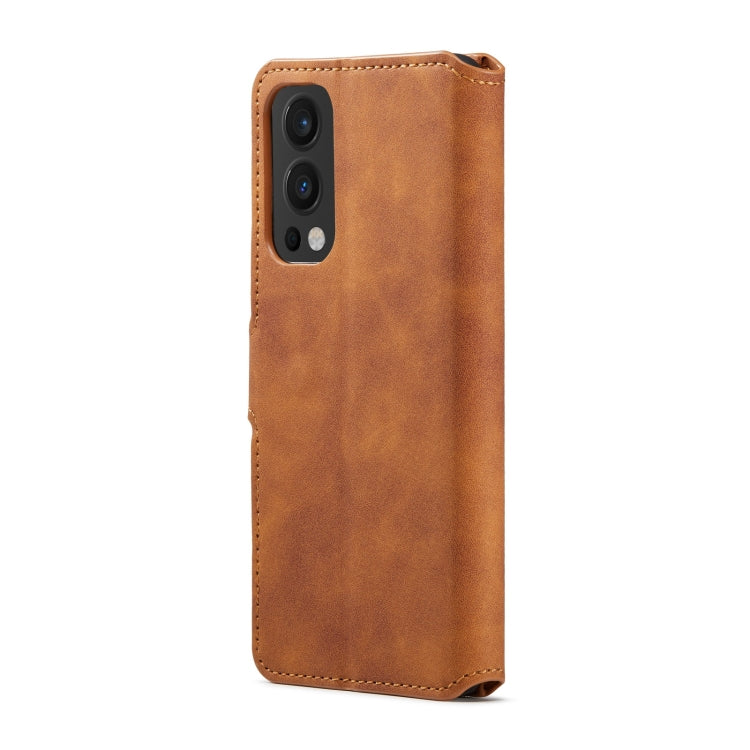 For OnePlus Nord 2 DG.MING Retro Oil Side Horizontal Flip Leather Case with Holder & Card Slots & Wallet(Brown) - OnePlus Cases by DG.MING | Online Shopping UK | buy2fix