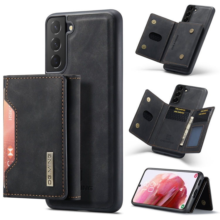 For Samsung Galaxy S22+ 5G DG.MING M2 Series 3-Fold Multi Card Bag Back Cover Phone Case(Black) - Galaxy S22+ 5G Cases by DG.MING | Online Shopping UK | buy2fix