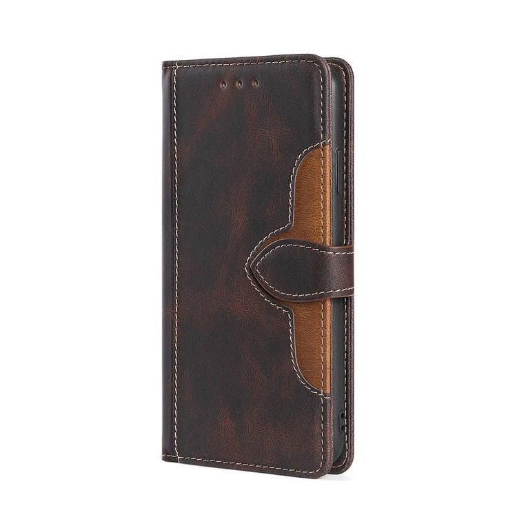 For Doogee N40 Pro Skin Feel Straw Hat Magnetic Buckle Leather Phone Case(Brown) - Doogee Cases by buy2fix | Online Shopping UK | buy2fix