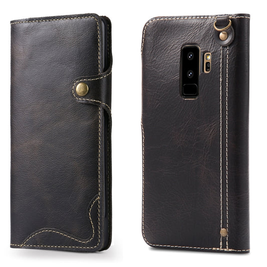 For Galaxy S9 Plus Denior Oil Wax Cowhide Magnetic Button Horizontal Flip Leather Case with Card Slots & Wallet(Black) - Galaxy Phone Cases by Denior | Online Shopping UK | buy2fix