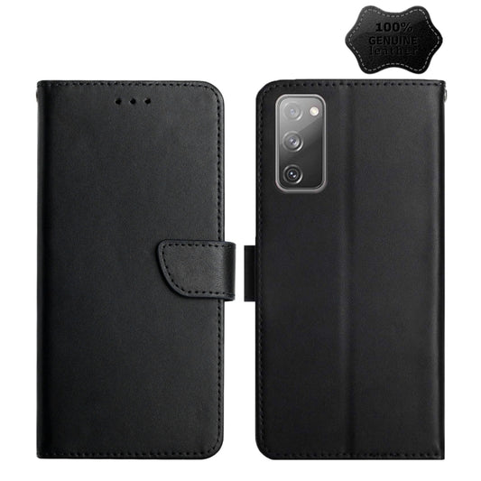 For Samsung Galaxy S20 FE Genuine Leather Fingerprint-proof Horizontal Flip Phone Case(Black) - Galaxy S20 FE Cases by buy2fix | Online Shopping UK | buy2fix