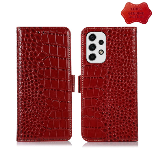 For Samsung Galaxy A33 5G Crocodile Top Layer Cowhide Leather Phone Case(Red) - Galaxy Phone Cases by buy2fix | Online Shopping UK | buy2fix